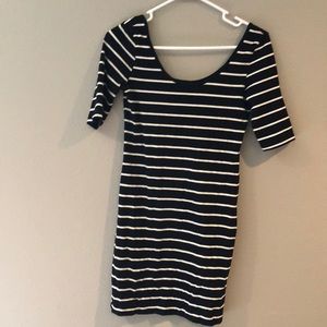 Black and white striped dress